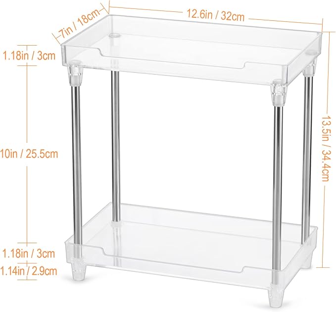 Argox Transparent Bathroom Shelf - Countertop & Sink Storage Organizer