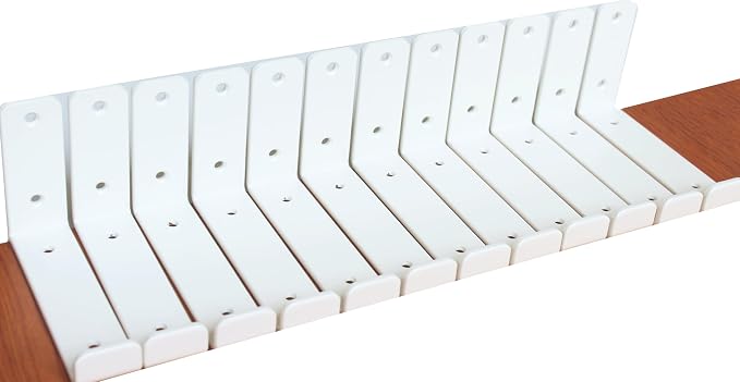 12 Pack - 5.5" L x 4" H x 1.5" W J Lip Shelf Brackets Rustic Farmhouse Iron Wall Floating Shelf Bracket Metal Shelf Bracket Industrial Shelf Supports with Screws White