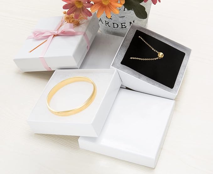Magicool 40 Pack 3.5x3.5x1 Inch Cardboard Jewelry Boxes,Used for Necklaces,Bracelets,Earrings,Jewelry,Small Gift Packaging,Jewelry Gift Boxes with Lids and Filled with Cotton(White)