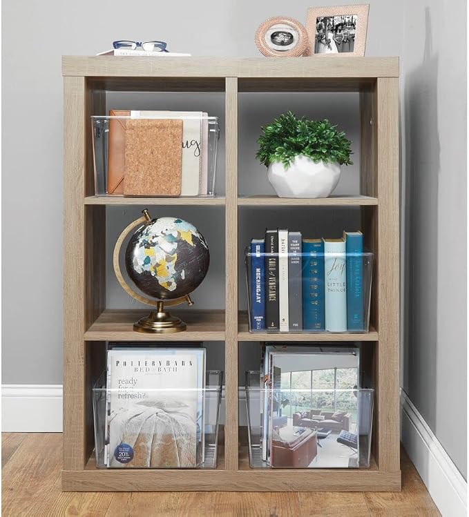 mDesign Deep Plastic Home Storage Organizer Bin for Cube Furniture Shelving in Office, Entryway, Closet, Cabinet, Bedroom, Laundry Room, Nursery, Kids Toy Room - 12" x 8" x 7.5" - 2 Pack - Clear