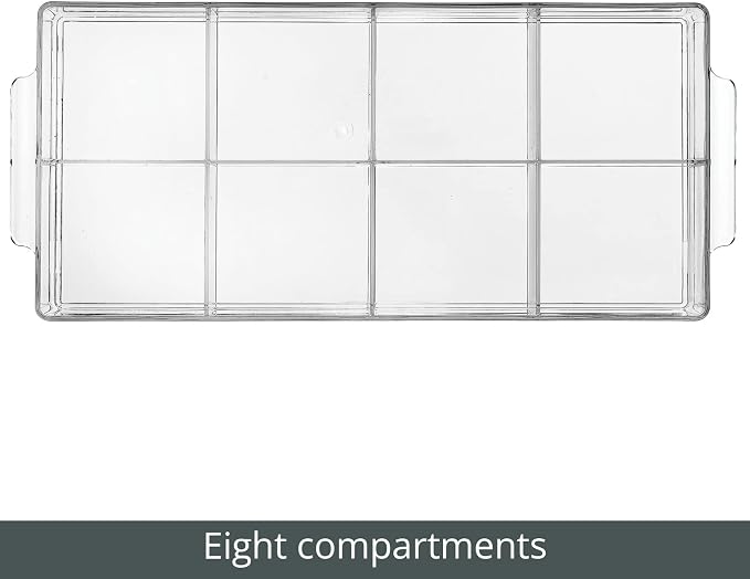 mDesign Plastic Condiment Organizer and Tea Bag Holder - 8-Compartment Kitchen Pantry/Countertop Storage Caddy - Divided Chip, Snack, Oatmeal Packet Holder - Lumiere Collection - Clear