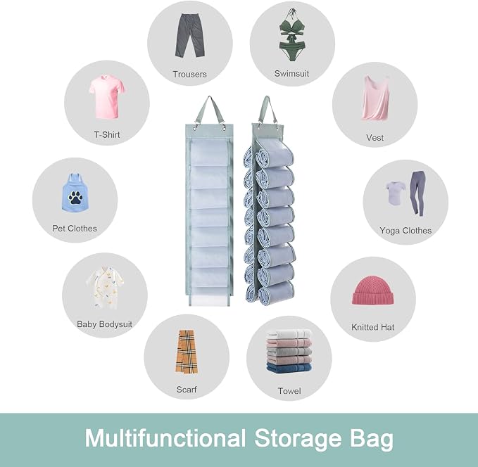 DHSFKBE Legging Organizer with 16 Roll Compartments for Yoga Pants, Tank Top, Towel, Underwear, Shirt (Grey)