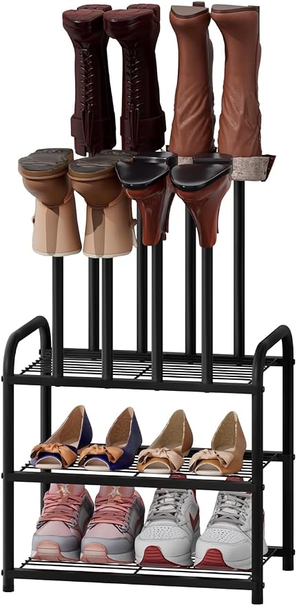 viewcare Black Boot Rack, Small Boot Rack Organizer, Tall Boots with Shoe Rack for Closet, Shoe Shelf Storage Organizer for Entryway Small Space