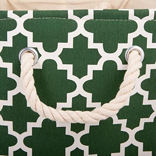 DII Polyester Container with Handles, Lattice Storage Bin, Large, Hunter Green
