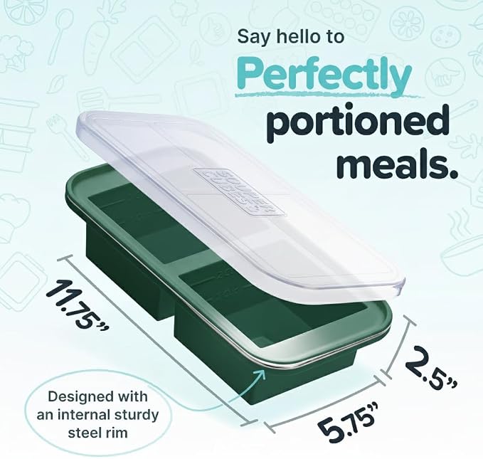 Souper Cubes 2 Cup Silicone Freezer Mold, Kale, 1-Pack | 100% Platinum-Cured Silicone Freezer Cube, Oven and Microwave Safe, Perfect for Freezing Lasagna, Casseroles and More