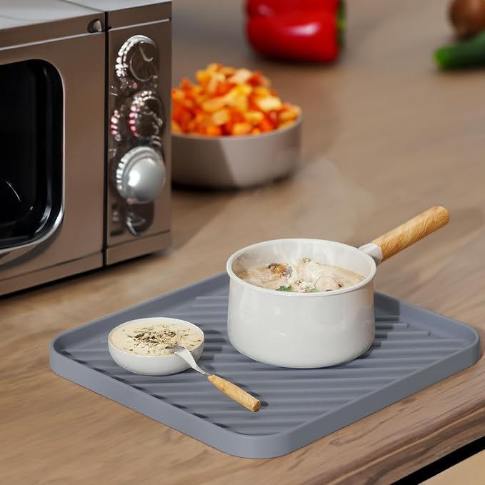 Silicone Organizer Tray for Kitchen Sink and Bathroom, Dishwasher Tray, Versatile Bathroom and Drawer Organizer Trays, Non-Slip Countertop （Gray）