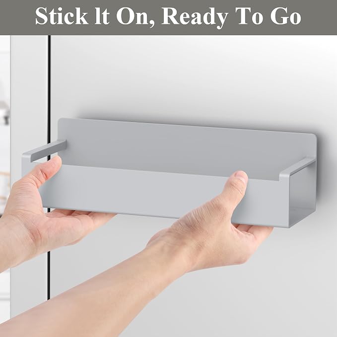 HuggieGems 6 Pack Magnetic Spice Rack Organizer for Refrigerator and Oven, Silver Fridge Organizers and Storage for Kitchen
