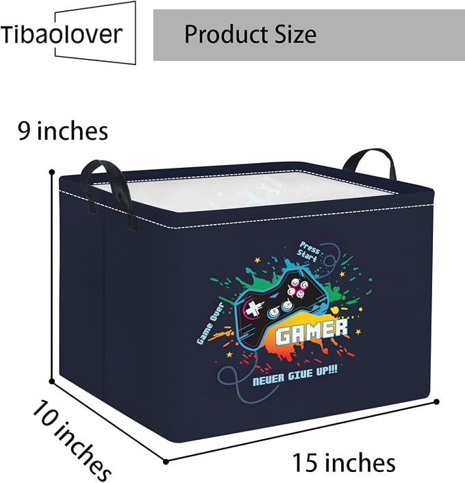 Rectangular Baby Kids Storage Basket for Home Kitchen Girls Cute Toy Storage Bin Organizer Shelf Book Room Decor(Game)