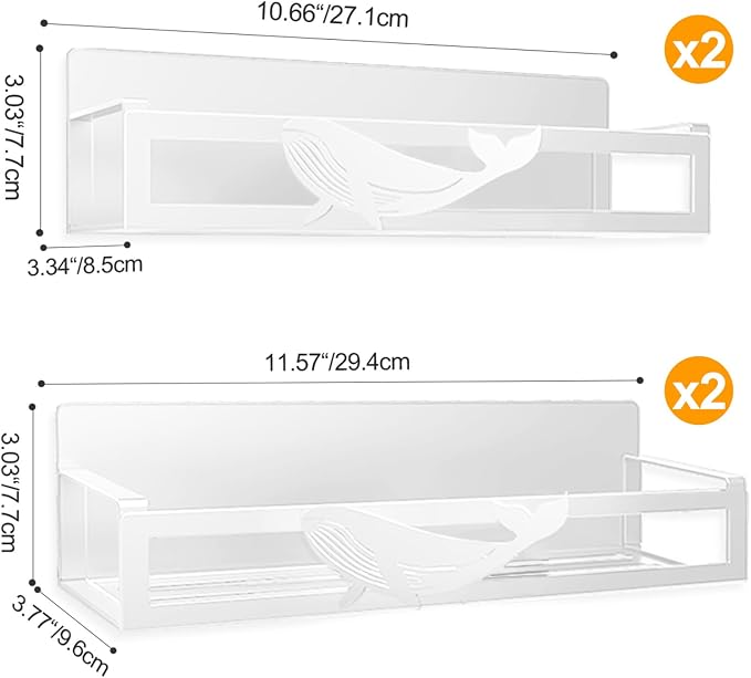 Magnetic Spice Rack for Refrigerator, 4-Pack Metal Seasoning Organizer for Kitchen Storage Organization, Space Saving Magnetic Shelf for Fridge, Pantry, Laundry Room, White