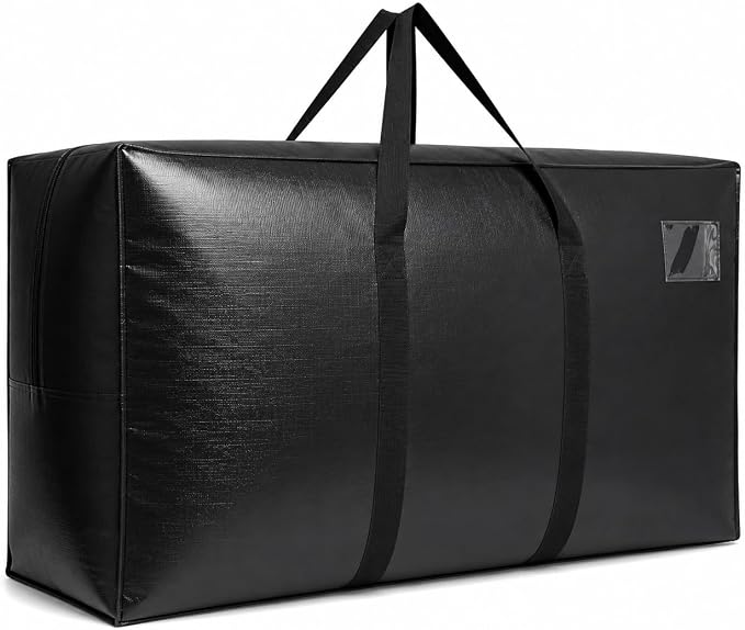 75 Gallon Extra Large Storage Bags, Jumbo Moving Storage Bags, Foldable Big Black Duffle Bag for Travel, 50x23x15inch - 1PACK