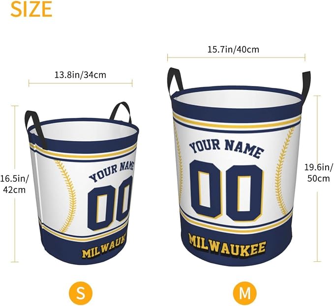 Custom Milwaukee Laundry Hamper Personalized Laundry Basket Customized Name And Number Collapsible Storage Basket for Bedroom Bathroom Living Room Baseball Fan Gifts