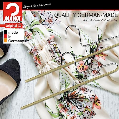 Mawa by Reston Lloyd Non-Slip Space Saving Clothes Hanger with Single Rod for Pants, Style KH/1, Set of 10, Gold