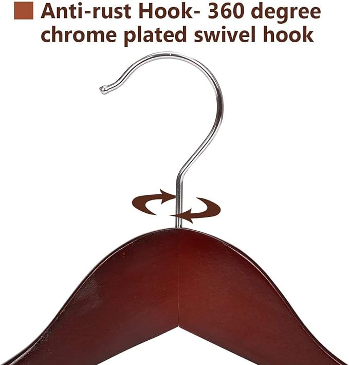 JS Hanger Wooden Extra-Wide Shoulder Suit Hangers for Coat and Pants, Walnut Finish, 6-Pack