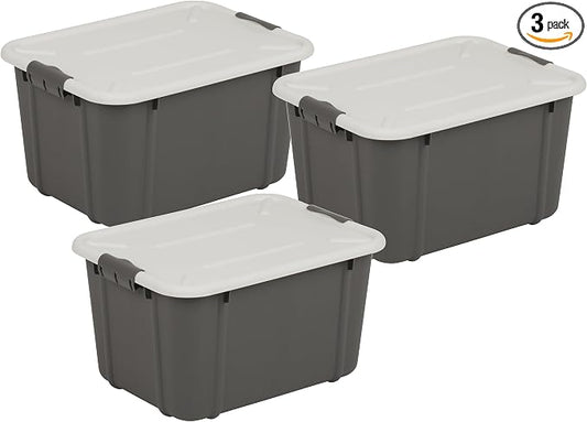 BranQ - Home essential Velur Universal Storage Container with Lid, Set of 3, Size 16 L, BPA-Free Plastic PP, Dark Grey
