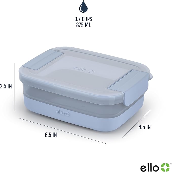 Ello Plastic Meal Prep Set BPA Free Plastic Food Storage Container with Silicone Boot and Airtight Lids, Dishwasher, Microwave, and Freezer Safe.