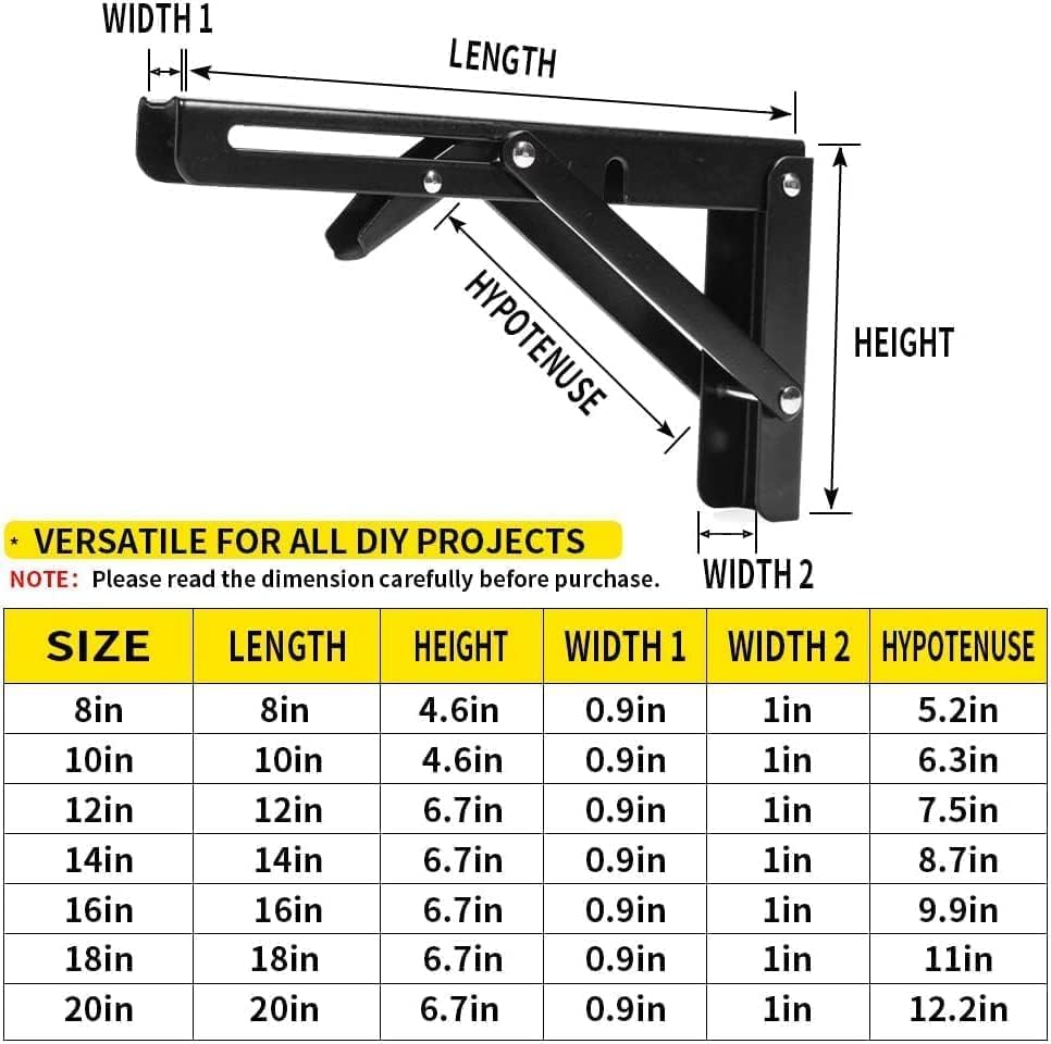 4Pcs 8" Folding Shelf Brackets, Shelf Brackets Max. Load 220 lb Collapsible Heavy Duty Stainless Steel DIY Wall Mounted 