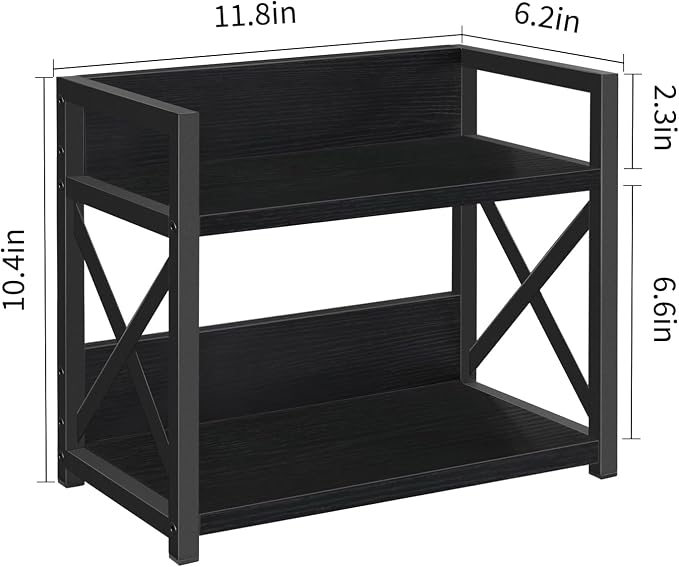 YINMIT Countertop Shelf Organizer,Coffee Bar Accessories,Spice Rack,Coffee Counter Shelf,2 Tier Coffee Organizer Station for Mugs,Cups,Cream,Syrup (Black, Small)