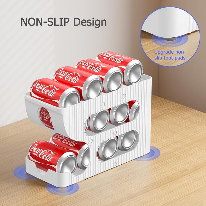 Sotfamily FIFO Soda Can Organizer for Pantry or Fridge, Holds 48 Cans | 4-Pack Automatic Rolling Drink Organizer for Fridge, Space-Saving Pop Can Dispenser/Holder/Storage/Container for Refrigerator