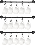 Mkono Mug Holder Wall Mounted Coffee Cup Rack Hanger Modern Metal Wall Rack with 15 Mug Hooks Rustic Utensil Tea Cups Storage Organizer for Kitchen Dining Room Coffee Bar, Set of 3, Black