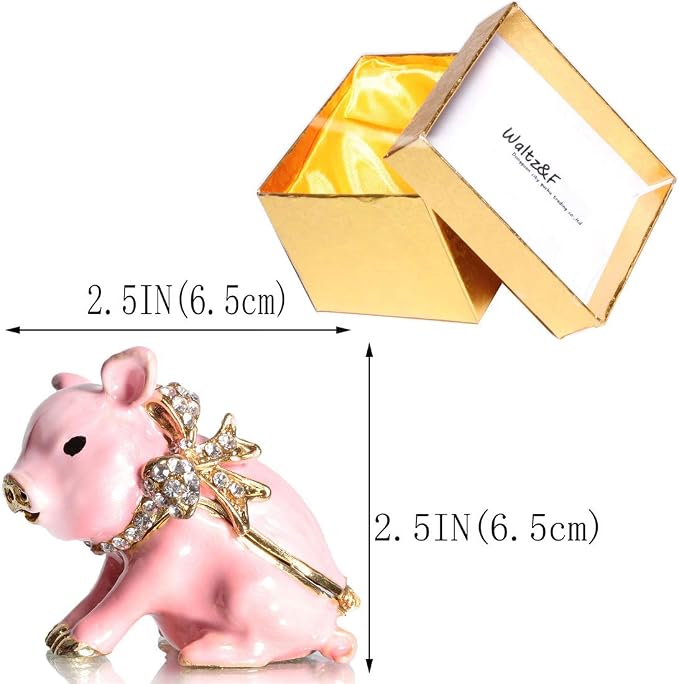Waltz&F Handcrafted Pewter Trinket Box Jeweled New Lovely Pig Jewelry Box