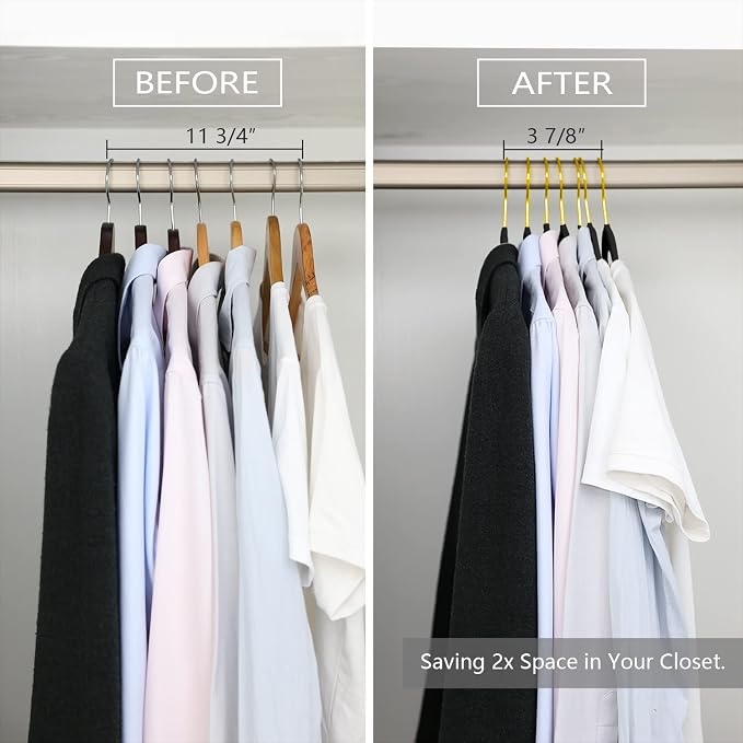 MIZGI Premium Velvet Hangers Pack 30 Pcs Heavyduty - Non Slip Slimline - Velvet Suit Hangers Black - Gold Hooks,Space Saving Clothes Hangers