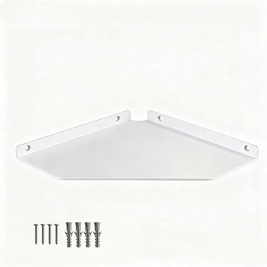 10 Inch White Floating Corner Shelf Wall Mounted, Large Triangle Storage Shelf for TV Box, Router, Speakers & Decor