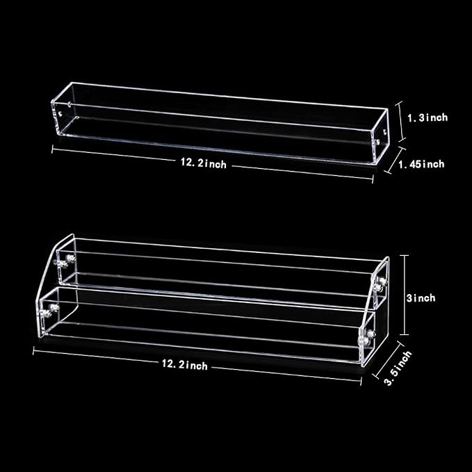 Acrylic Organizer Storage Case Brochure Display Holders for Essential Oil Cosmetic Dropper Bottle Condiment Nail Polish Paint Rack Shelves Fair Gifts Samples Showing Stand 2 Sets 2 Tiers Clear Plastic