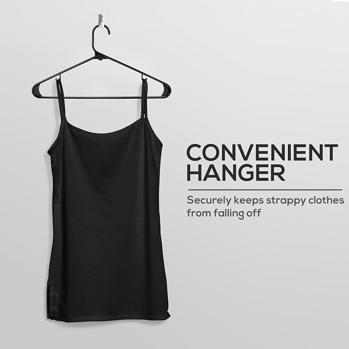 Utopia Home Plastic Hangers 200 Pack – Built-in Strap Hooks Black | Space saving | Durable & strong | Closet organizer | Clothes hangers | Ideal for shirts, pants, skirts & coats
