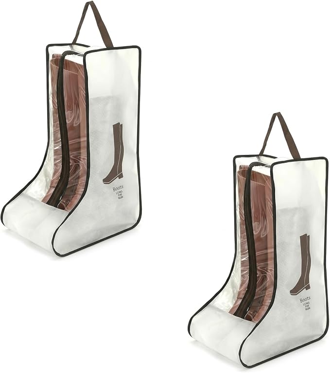 Boot Storage Bag Organizer,Dustproof Boot Bags for Cowboy Boots,Portable Travel Shoe Protector Bags,Tall Boot Covers Storage Organizer for Packing (2 pcs Beige)