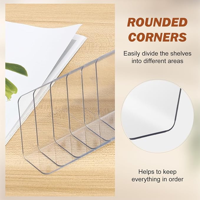 VOSAREA Plastic Shelf Dividers 6pcs Clear Acrylic L Shaped Separator Transparent Organizer Divider for Commodity Classification Cabinets Shelf Store 26cm
