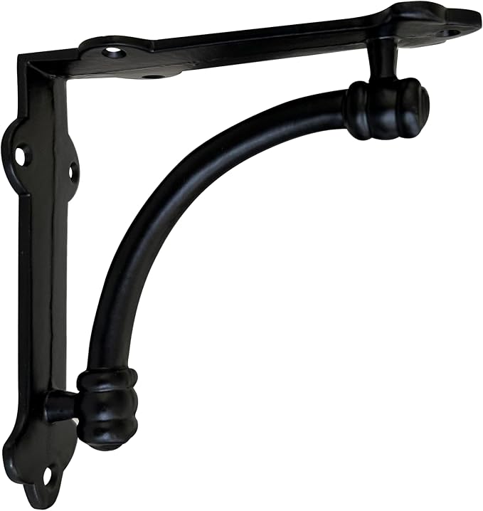 NACH Decorative Shelf Brackets, 4 Pack of 5.25 x 1.25 x 5.25 inch Black Cast Iron Shelf Brackets - Decorative Brackets for Mounting - Industrial Style Brackets