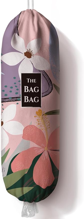 Grocery Bag Holder Abstract Flower Canvas Plastic Shopping Bag Organizer Storage 23"x9"
