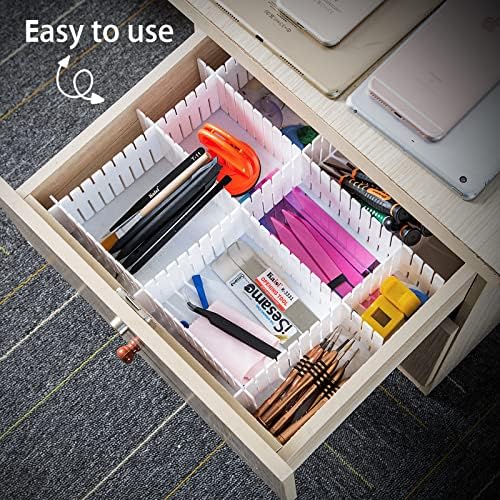 45 Pack Drawer Dividers, Plastic Adjustable Drawer Storage Organizer for Tidying Clutter Socks, Underwear, Makeup, Kitch