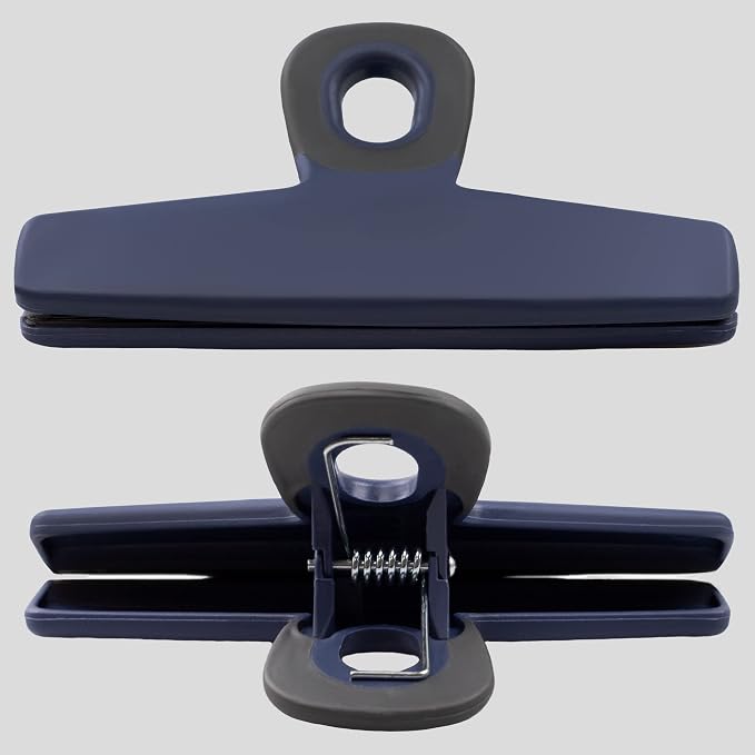 COOK WITH COLOR Food Clips - Wide Heavy Duty Chip Clips, Large Bag Clips for Food Storage with Air Tight Seal Grip, Pack of 8, Blue