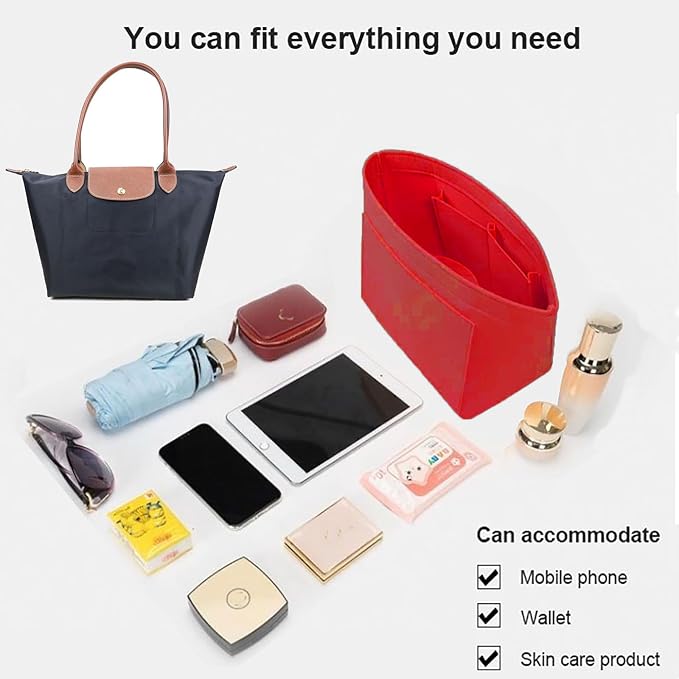 Lckaey bag Organizer Insert for le pliage organizer insert Handbags Organizer1012crimson-S