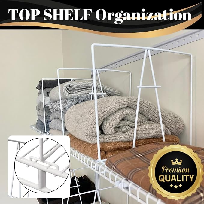 Evelots Wire Shelf Dividers - 10 Pack - Closet Storage & Organization for Office/Pantry/Garage - Tall Shelf Separator - Easy Clip - No Tool - Solid Coated Steel