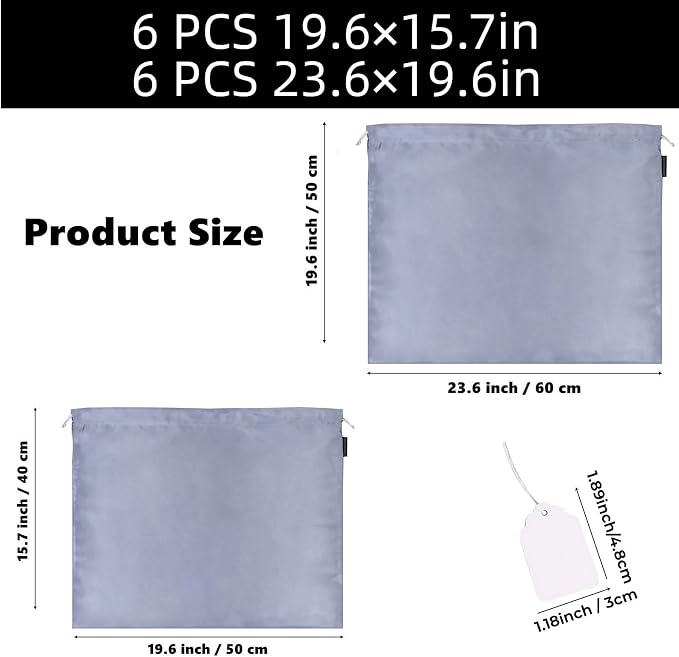 GONGKANGYUAN 12 Pcs Dust Bags for Purses and Handbags Satin Purse Storage Organizer With Drawstring Closure Handbag Protector (Grey)