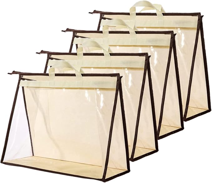 Clear Handbag Storage Bags Purse Organizer for Closet, Zipper Hanging Storage Bag for Handbags, XL, 4PCS