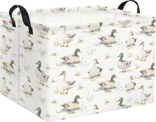 Rectangular Baby Kids Storage Basket for Home Kitchen Girls Cute Toy Storage Bin Organizer Shelf Book Room Decor(Duck)