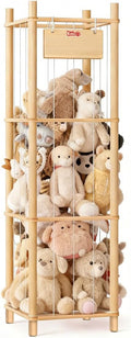 KiddoCood Kids CPC & TIC Certified Stuffed Animal Storage - 3-Tier Large Natural Solid Wood Plush Toy Organizer & Holder, Corner Solution for Playroom & Nursery, BPA-Free & Zero Glue, 52.3" H