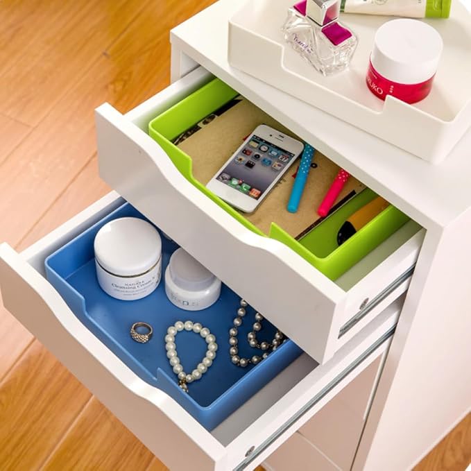 Letter-Size Tray, Desk Drawer Organizer for A4 Paper,Blue | Stackable plastic paper tray, fits A4 & letter. Desktop file organizer for office, school, home use. space-saving.