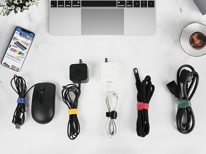 MVYC 150PCS 8 Inch Reusable Cable Ties Wire Ties Cord Organizer Cable Organizer Adjustable Cable Management Black