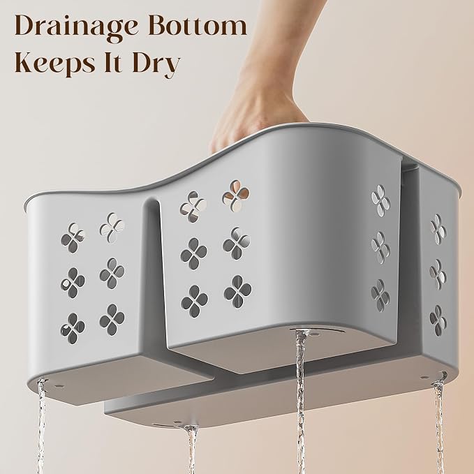 Portable Shower Caddy with Handle, Large Capacity Shower Basket Organizer, Quick-Drain Bathroom Storage Tote, Durable Plastic Shower Organizer for College Dorm, Beach, Gym, Travel Essentials, Grey