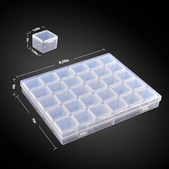 FULLCASE 30-Grid Diamond Painting Storage Box with Clear Containers - Portable Bead Organizer for Diamond Art, Nail Supplies & DIY Crafts (Box Only, No Beads)