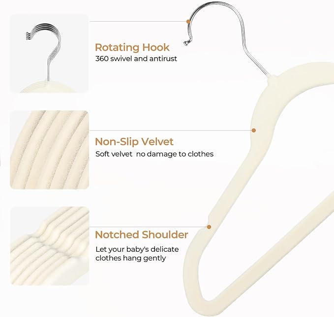 GoodtoU Kids Hangers Velvet 50 Pack 14" - Kids Felt Hangers Non Slip Toddler Hanger Childrens Hanger for Kid