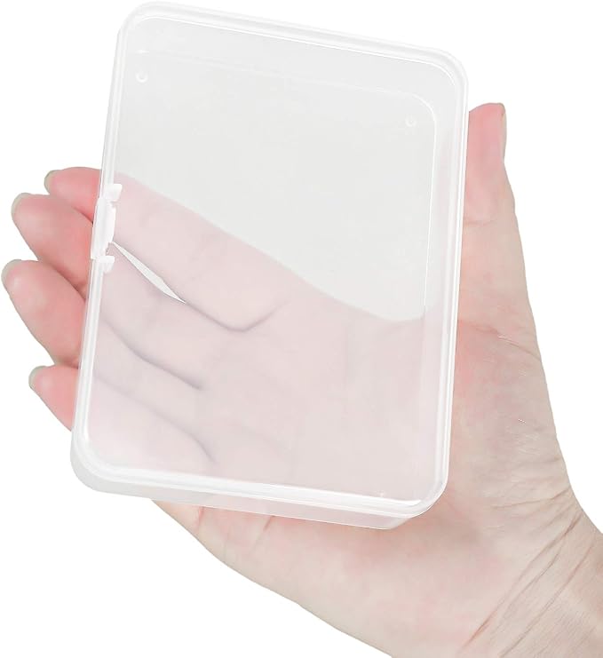 Kingrol 18 Pack Mini Clear Plastic Storage Containers with Lids, 4-1/2 x 3-3/8 x 1-1/8 Inch Empty Hinged Boxes for Beads, Jewelry, Tools, Craft Supplies, Flossers, Fishing