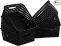 Asking Plastic Weave Storage Baskets, Set of 6 Multi-use Organizer Bin, Black