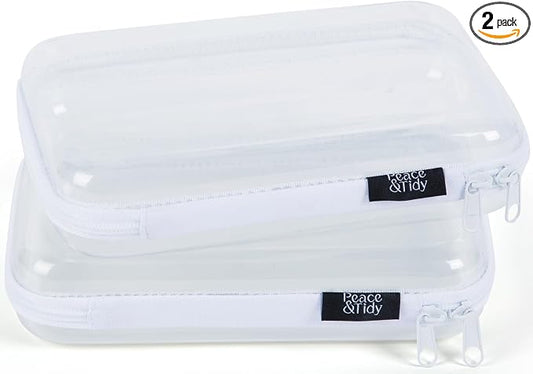 Peace & Tidy Clear Zippered Storage Bin – 5.5"x8.5" Hard-Sided, Stackable Organizer for Toys, Crafts, and Pantry – Durable Plastic Container with Dust-Free Protection