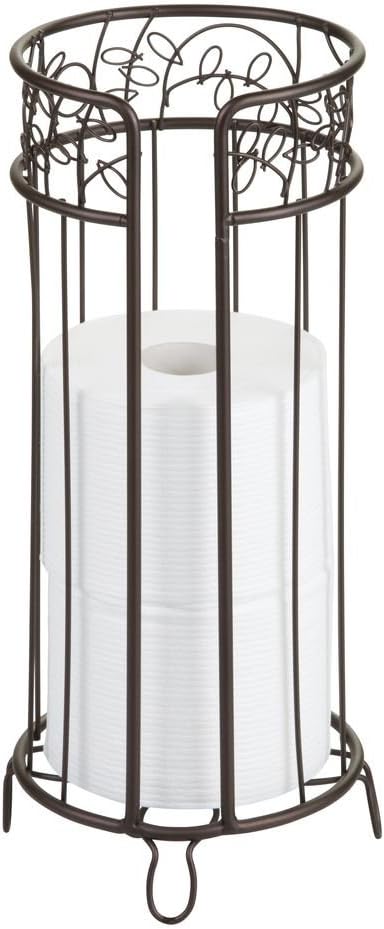 iDesign Metal Toilet Tissue Holder Stand, The Twigz Collection – Holds 3 Rolls of Toilet Paper, 6.8” x 15.2”, Bronze