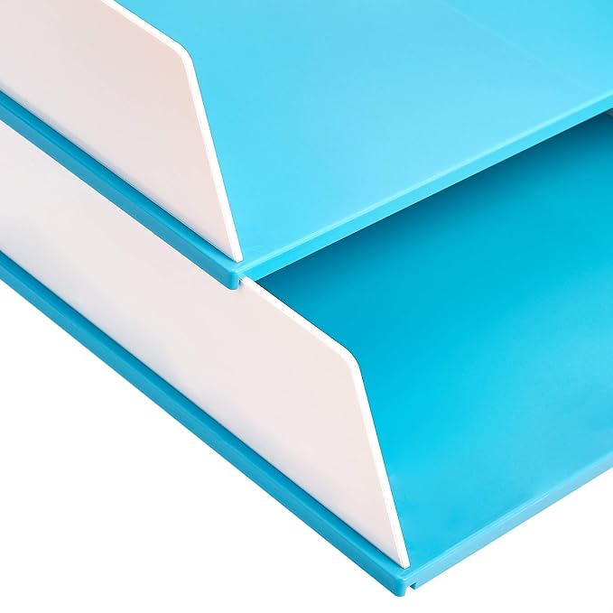 Amazon Basics Letter Tray - Blue and White - 2 pack
